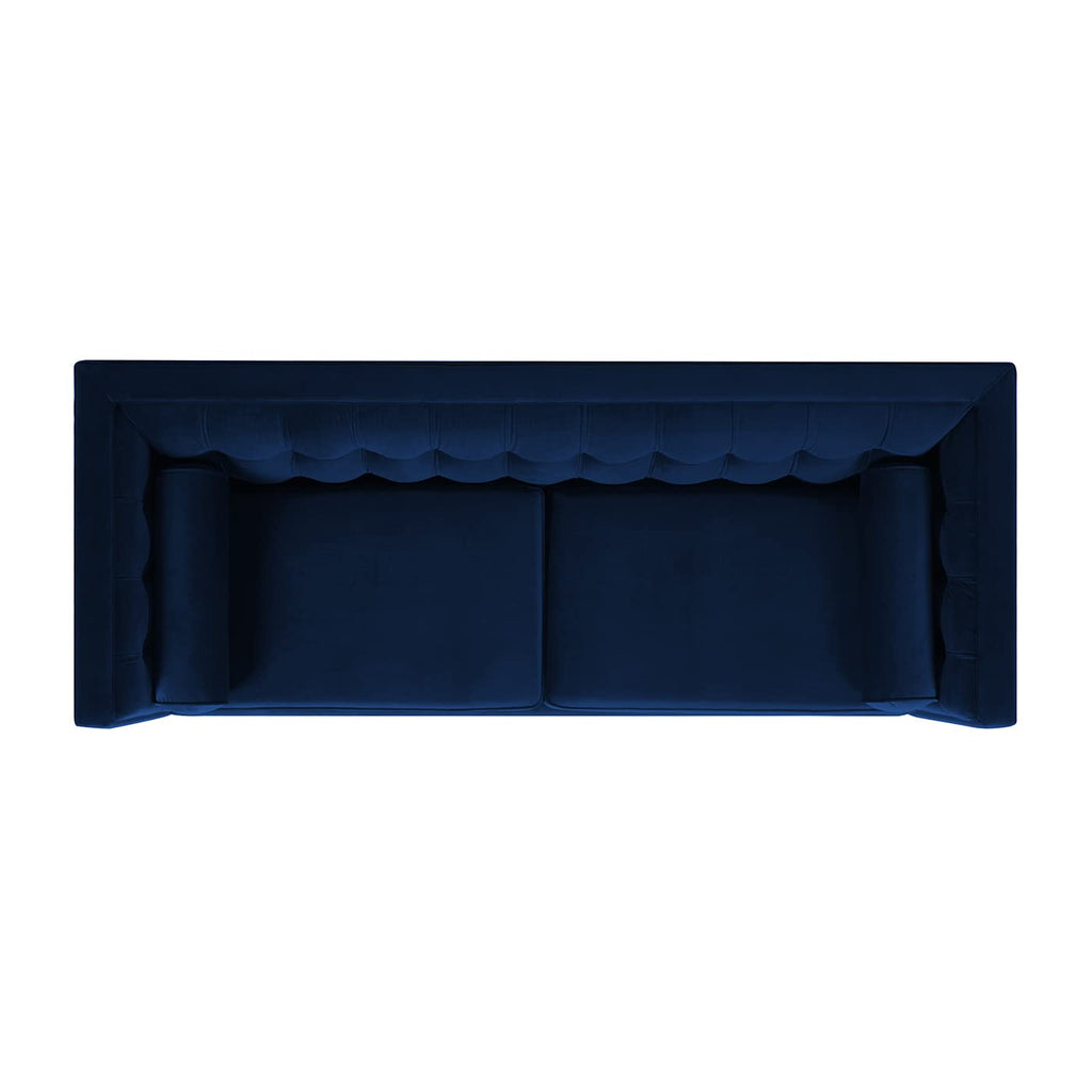 Navy Blue Velvet Tufted Sofa U93225