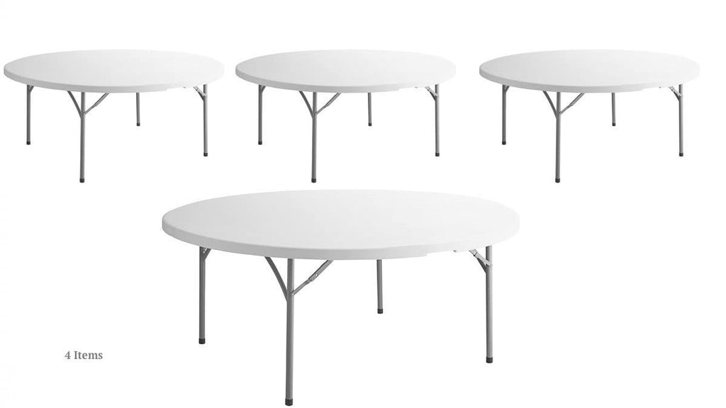White Round Folding Table 6 Ft C597383