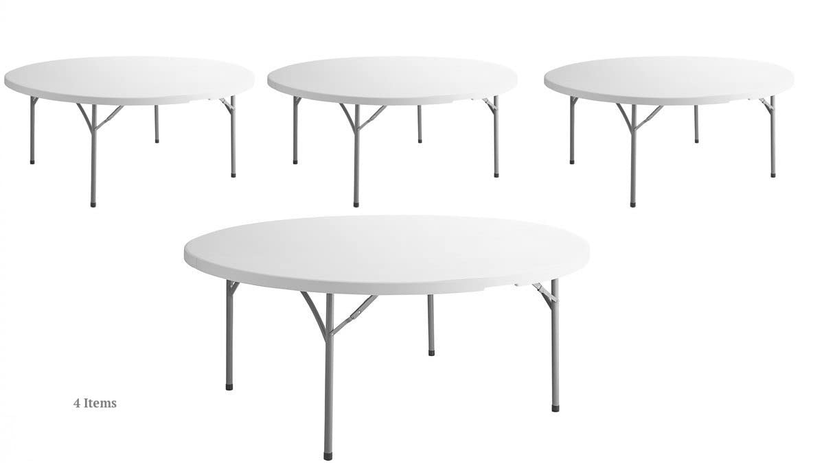 White Round Folding Table 6 Ft C597383