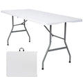 White 6FT Folding Plastic Utility Table with Steel Legs Q340