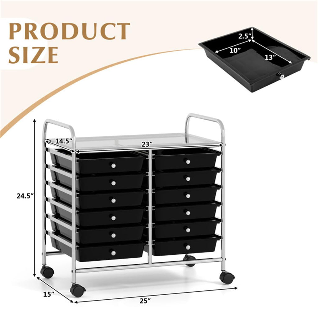 12 Drawer Rolling Storage Cart with Wheels Y980531