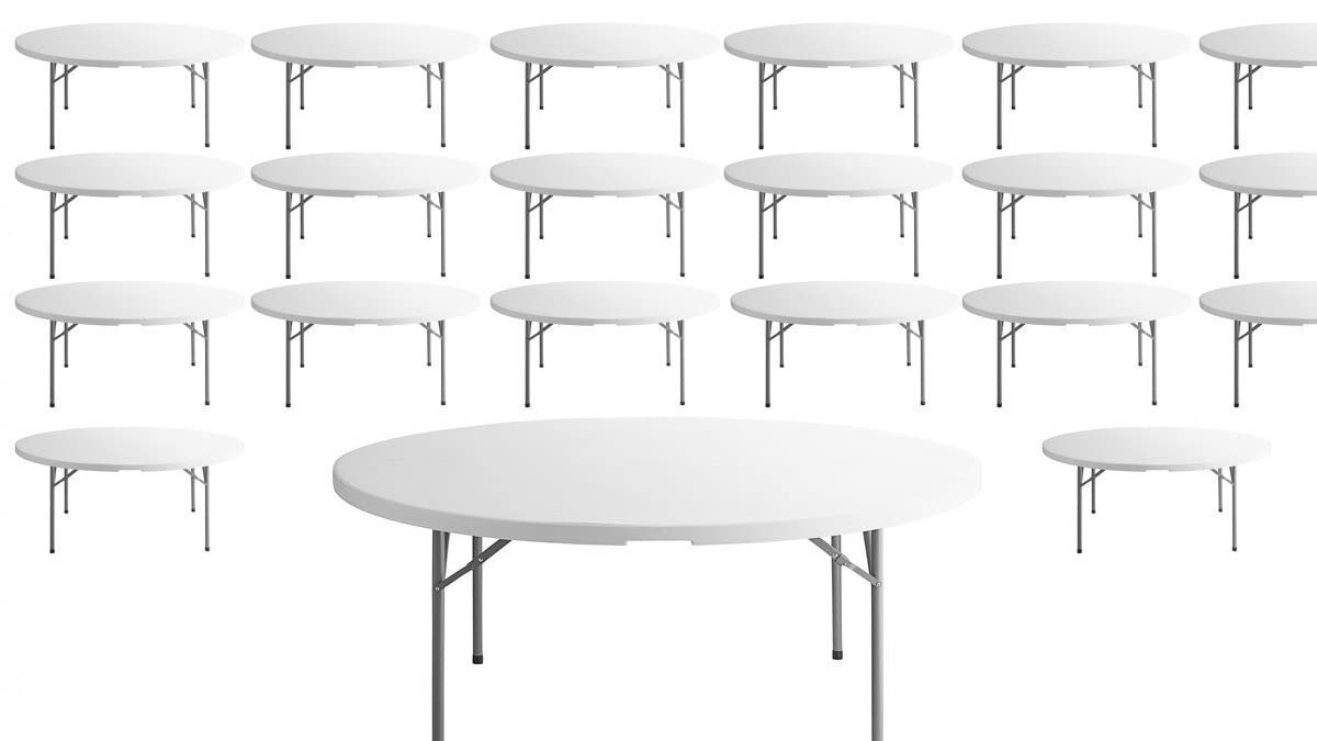 White 72 Inch Round Plastic Folding Table D1736