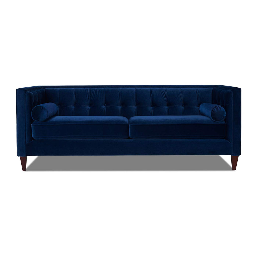 Navy Blue Velvet Tufted Sofa U93225