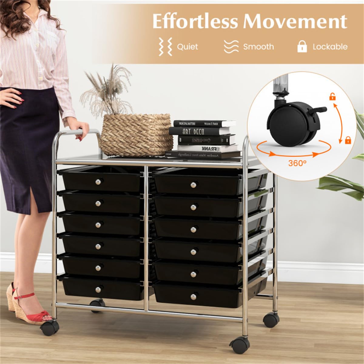 12 Drawer Rolling Storage Cart with Wheels Y980531