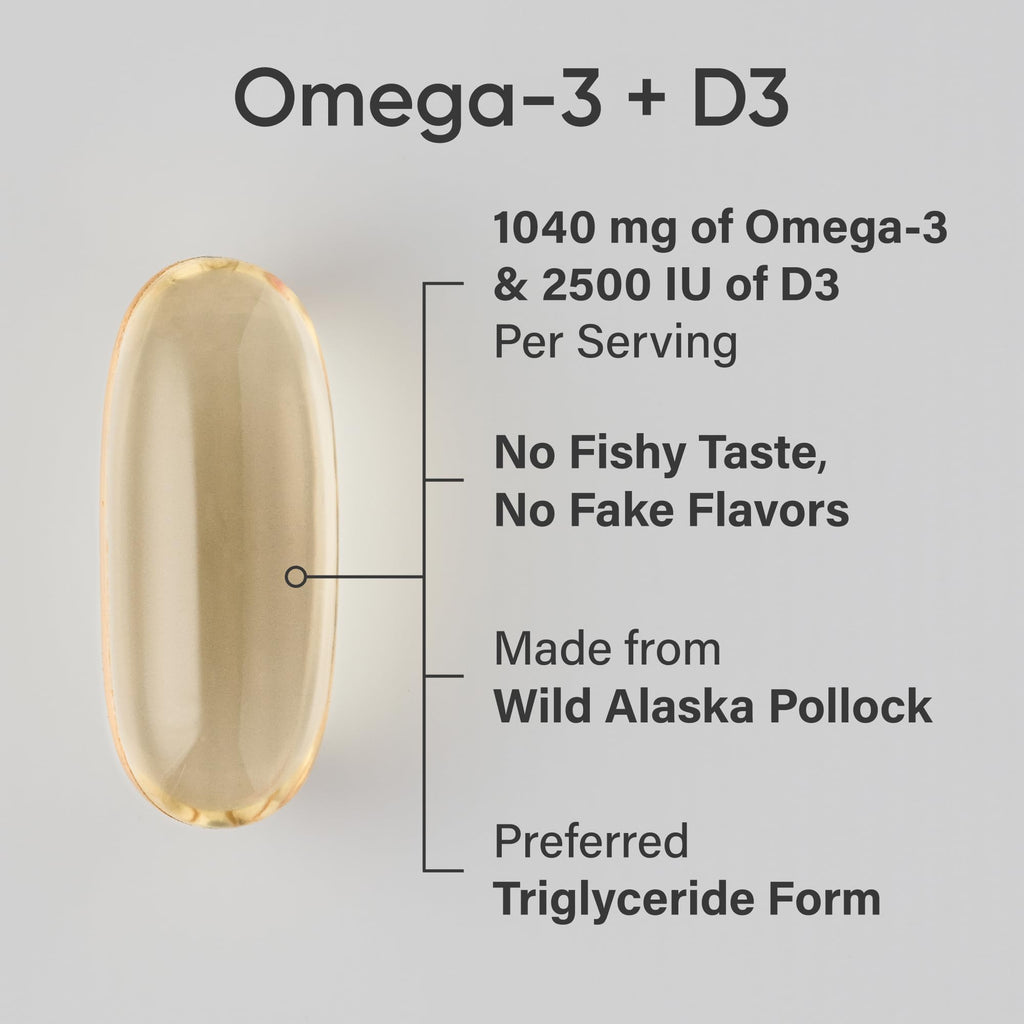Omega-3 Fish Oil 1250mg + D3 2500iu, 120 Count V9293