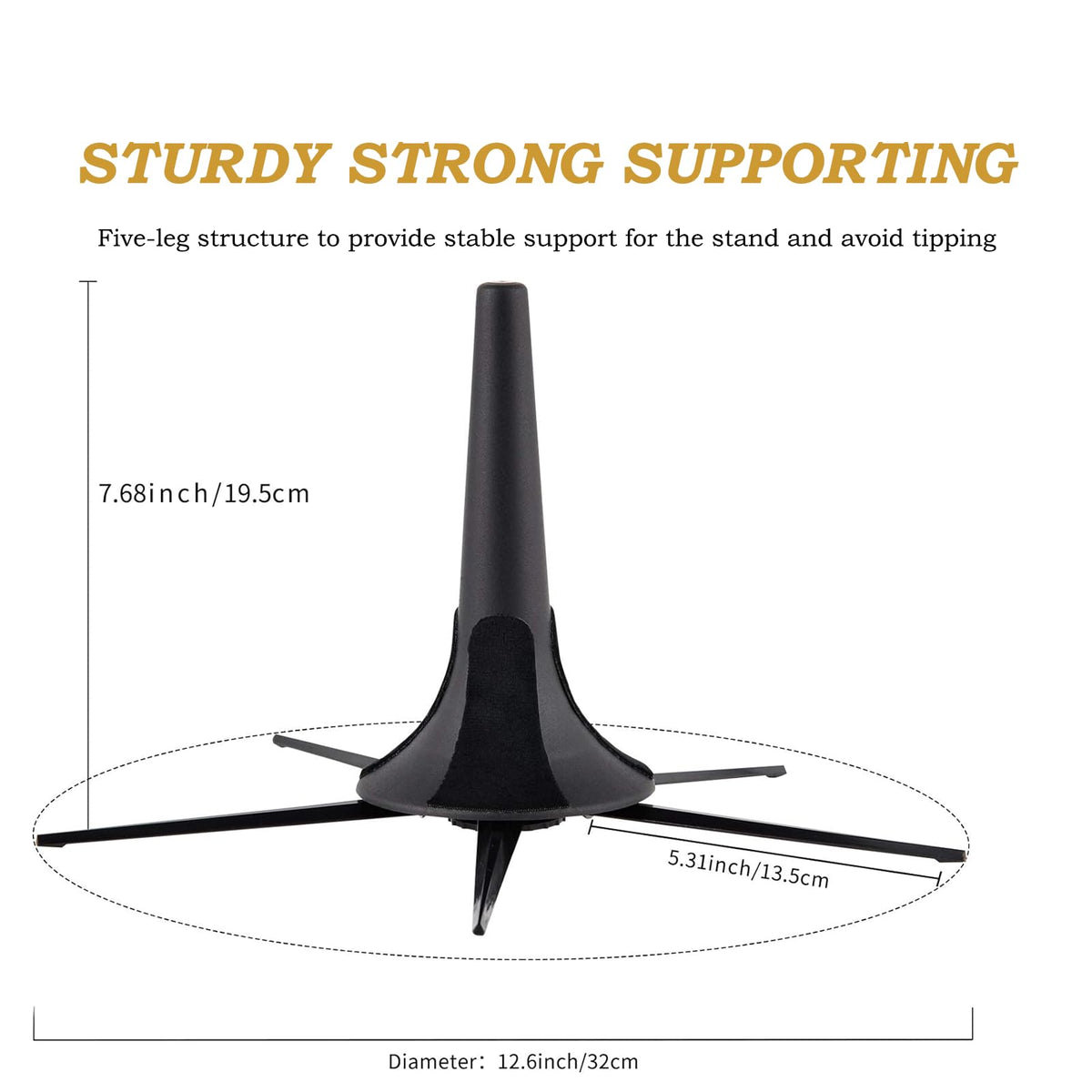 Trumpet Stand and Care Kit with Mouthpiece, Valve, Snake Brush, Foldable Metal 5 Legs Q29971