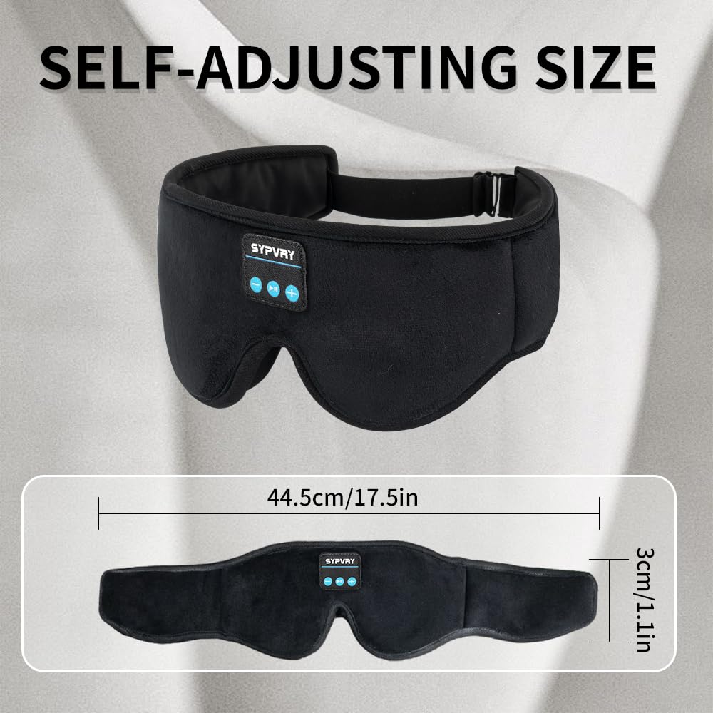 Bluetooth Sleep Mask Wireless Headphones Black S3547