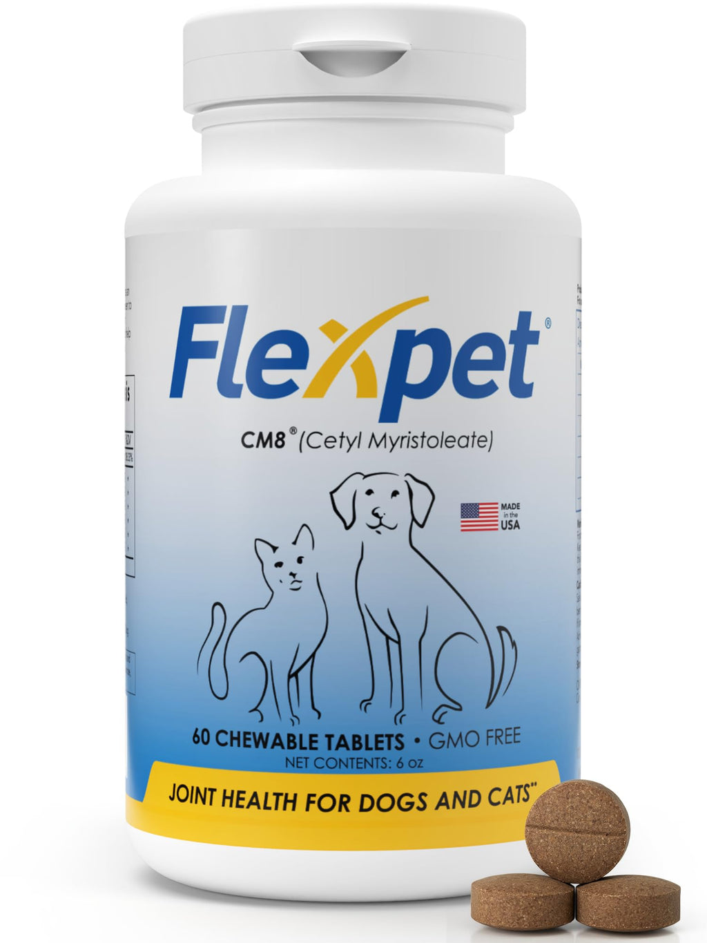 Hip & Joint Supplement for Dogs & Cats with Glucosamine, Collagen, MSM - 60 Tablets R486