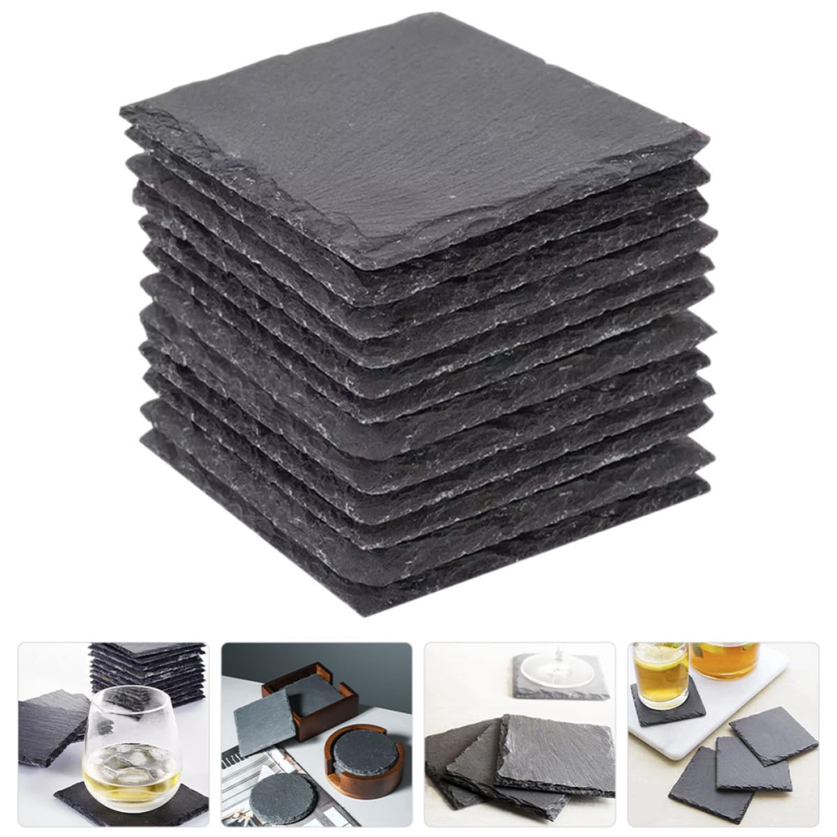 12pcs Natural Stone Drink Coasters Set U93271