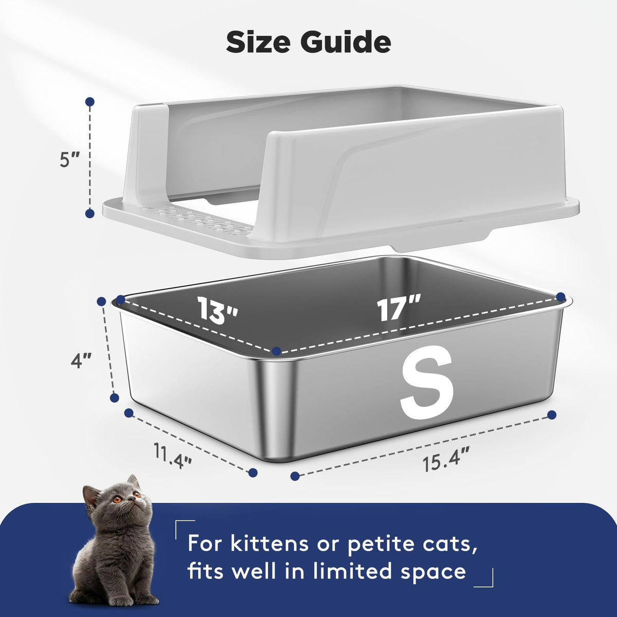 2 Pack Stainless Steel Cat Litter Box with Lid N3321