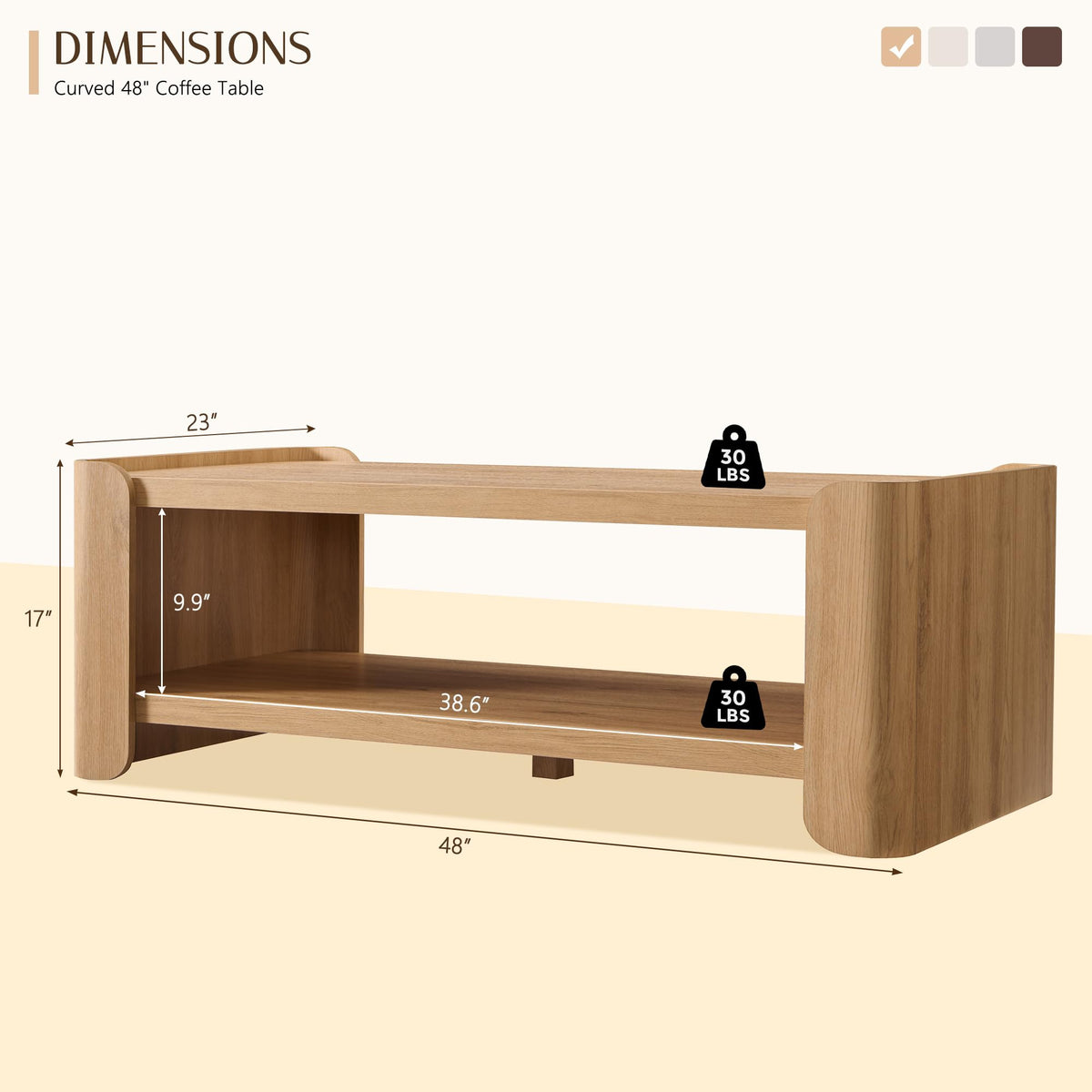 48" 2-Tier Storage Coffee Table D761701