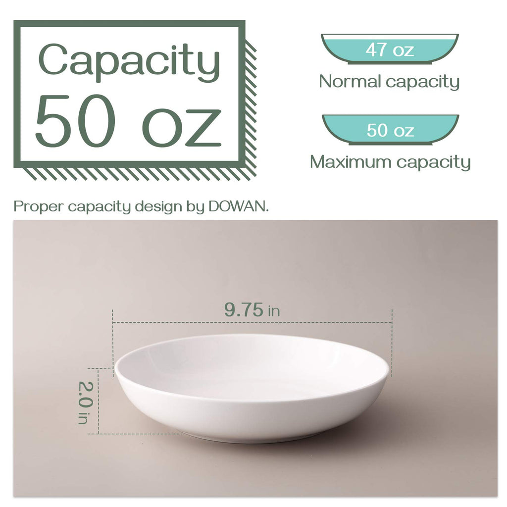9.75" White Ceramic Pasta Bowls Set of 4 Y5229