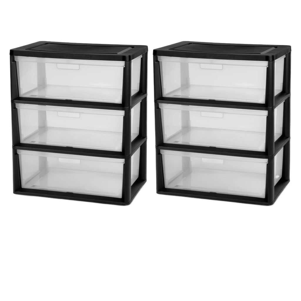Black 5 Drawer Wide Tower M3813