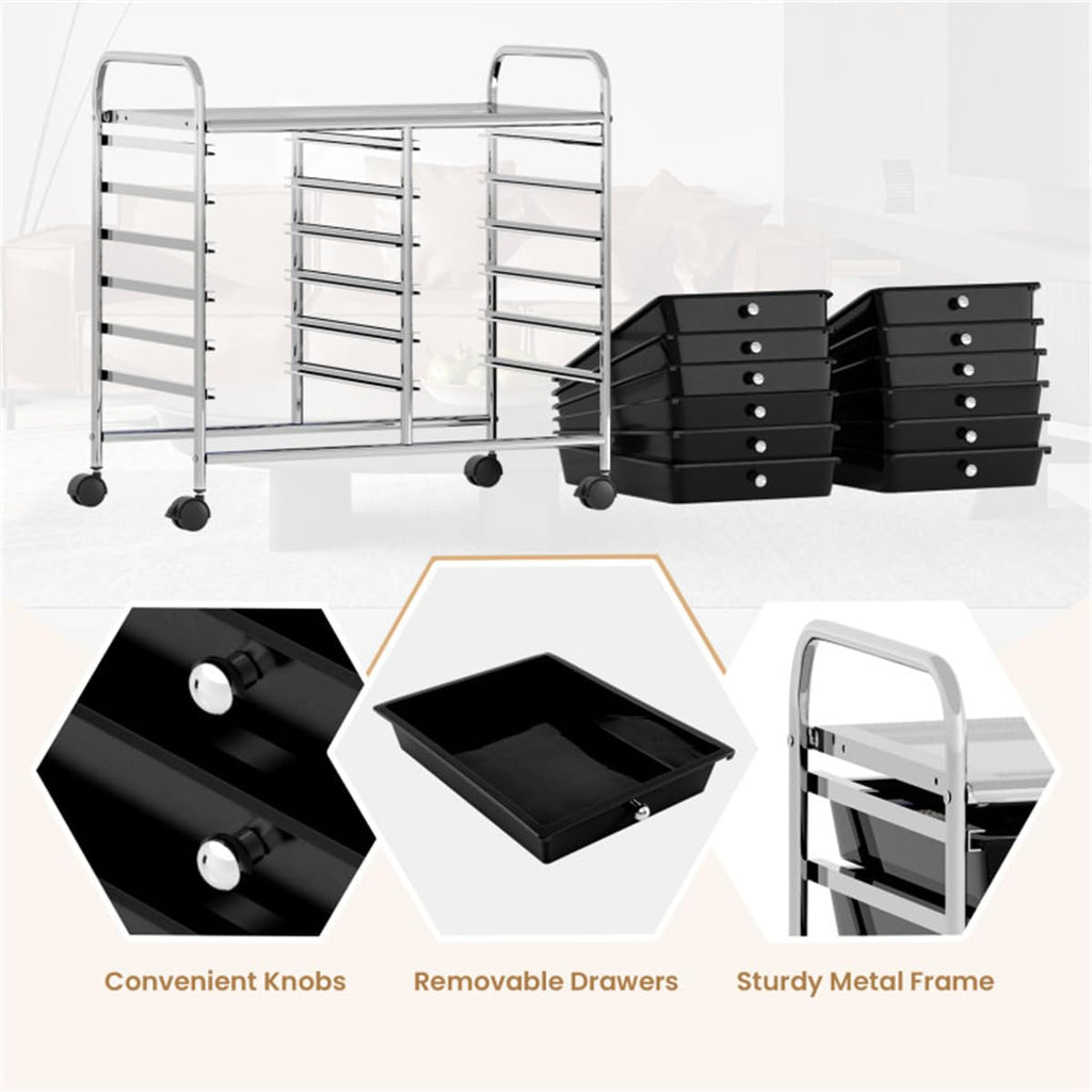 12 Drawer Rolling Storage Cart with Wheels Y980531
