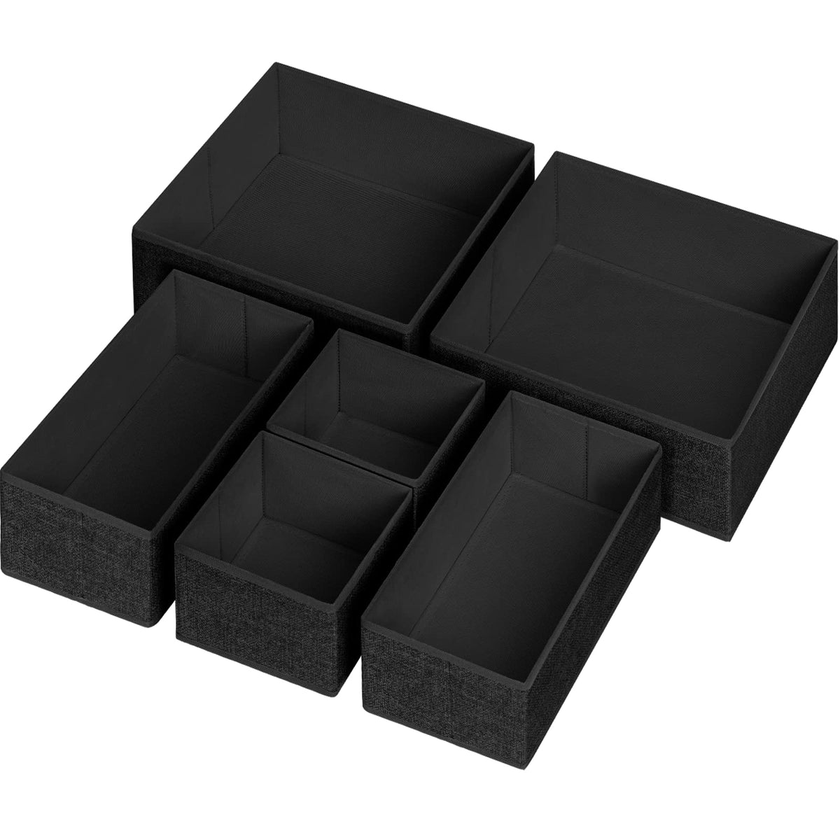 6 Pack Black Fabric Drawer Organizer Y440430