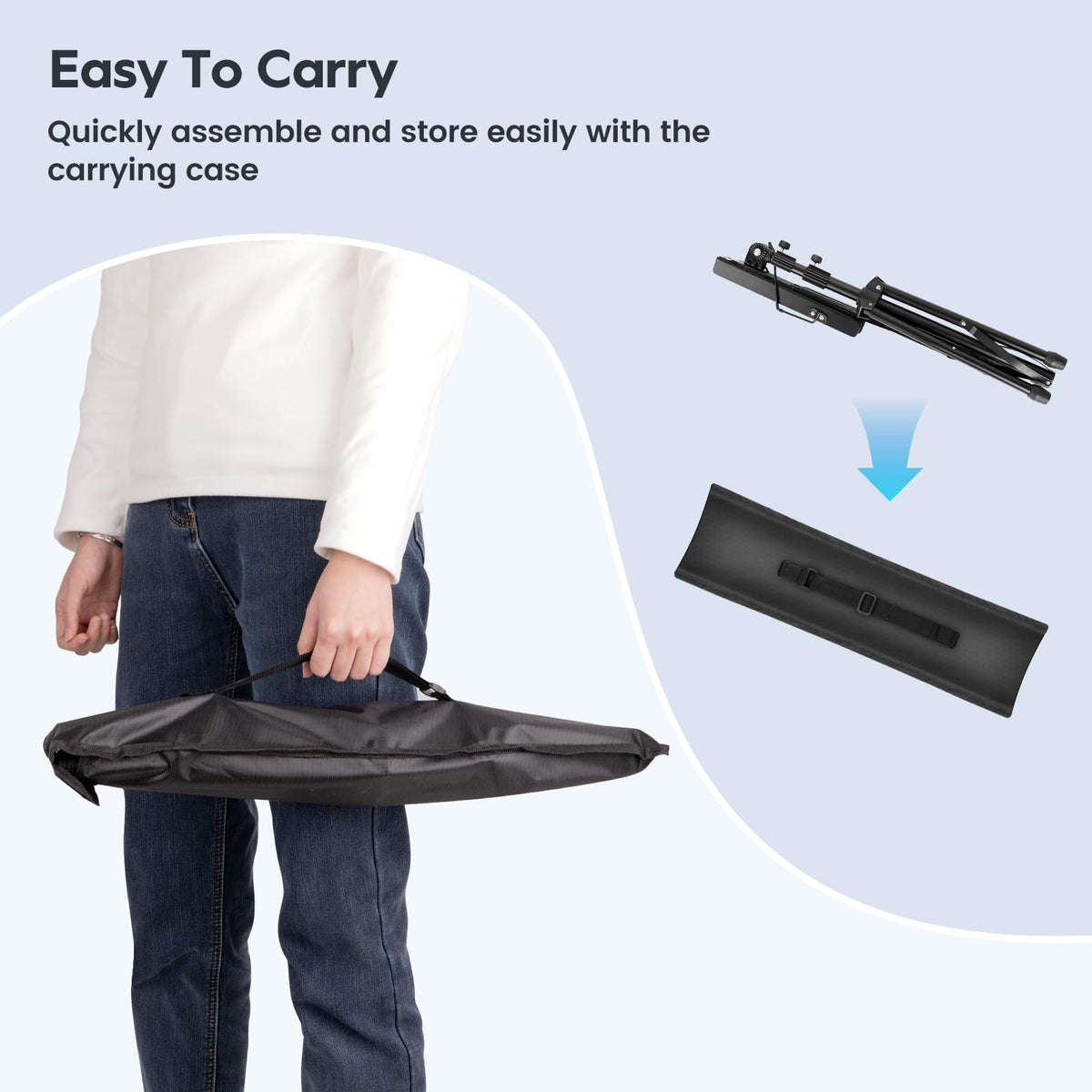Black Adjustable Metal Music Stand with Carrying Bag S54029