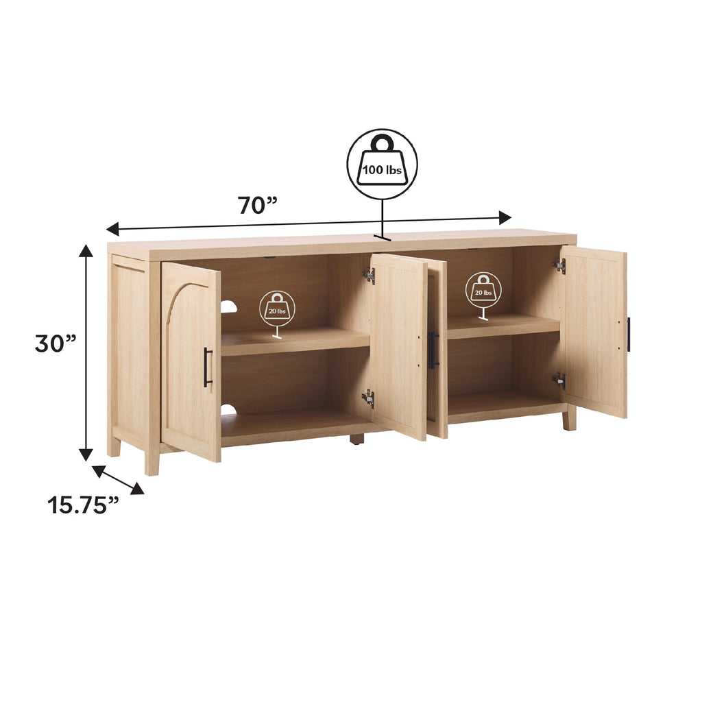 70 Inch Coastal Oak Sideboard Buffet A697