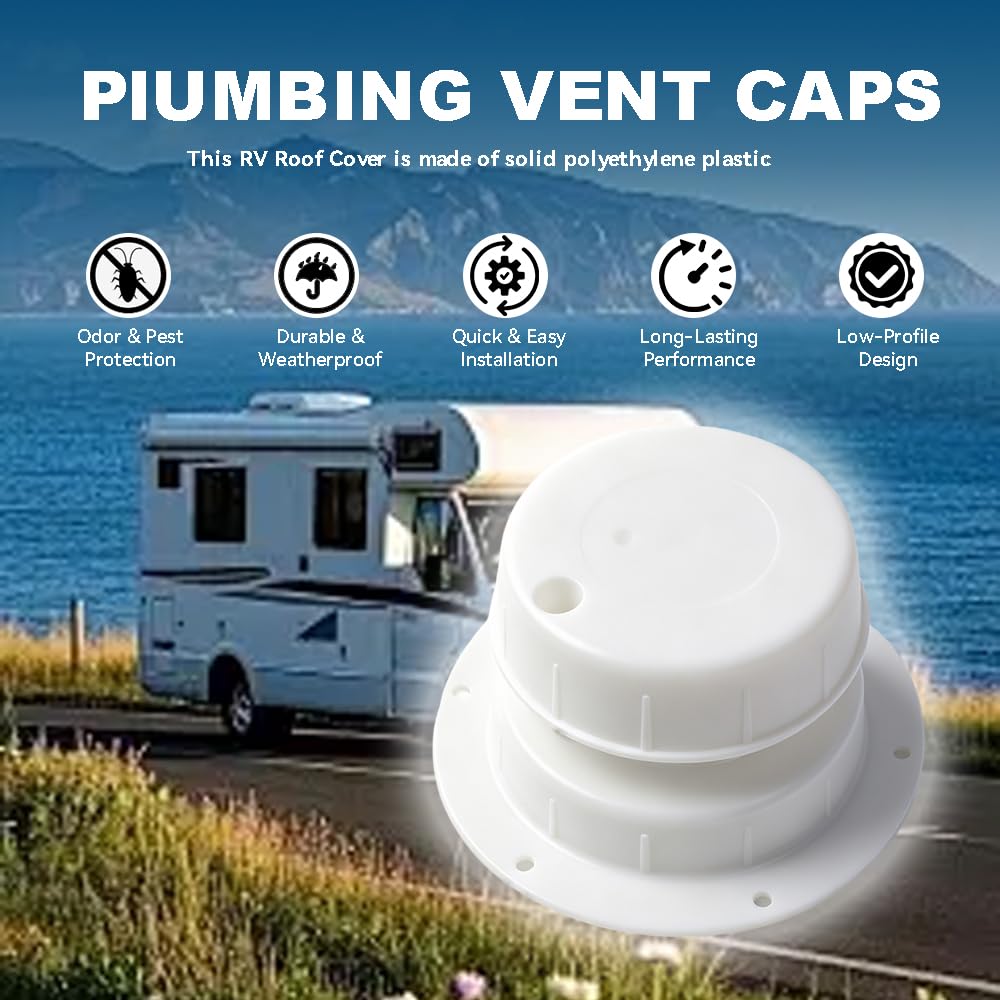 RV Plumbing Vent Caps Replacement Plastic Roof Cover 1 to 2 3/8 Inch Pipe N929