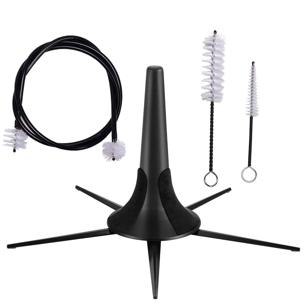 Trumpet Stand and Care Kit with Mouthpiece, Valve, Snake Brush, Foldable Metal 5 Legs Q29971