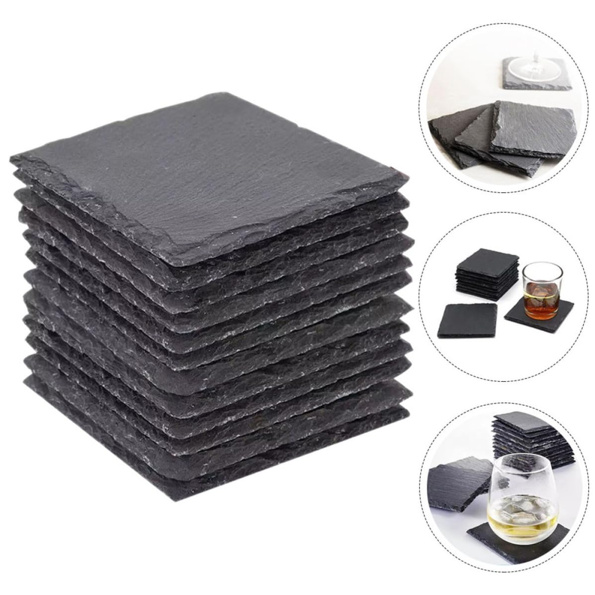 12pcs Natural Stone Drink Coasters Set U93271