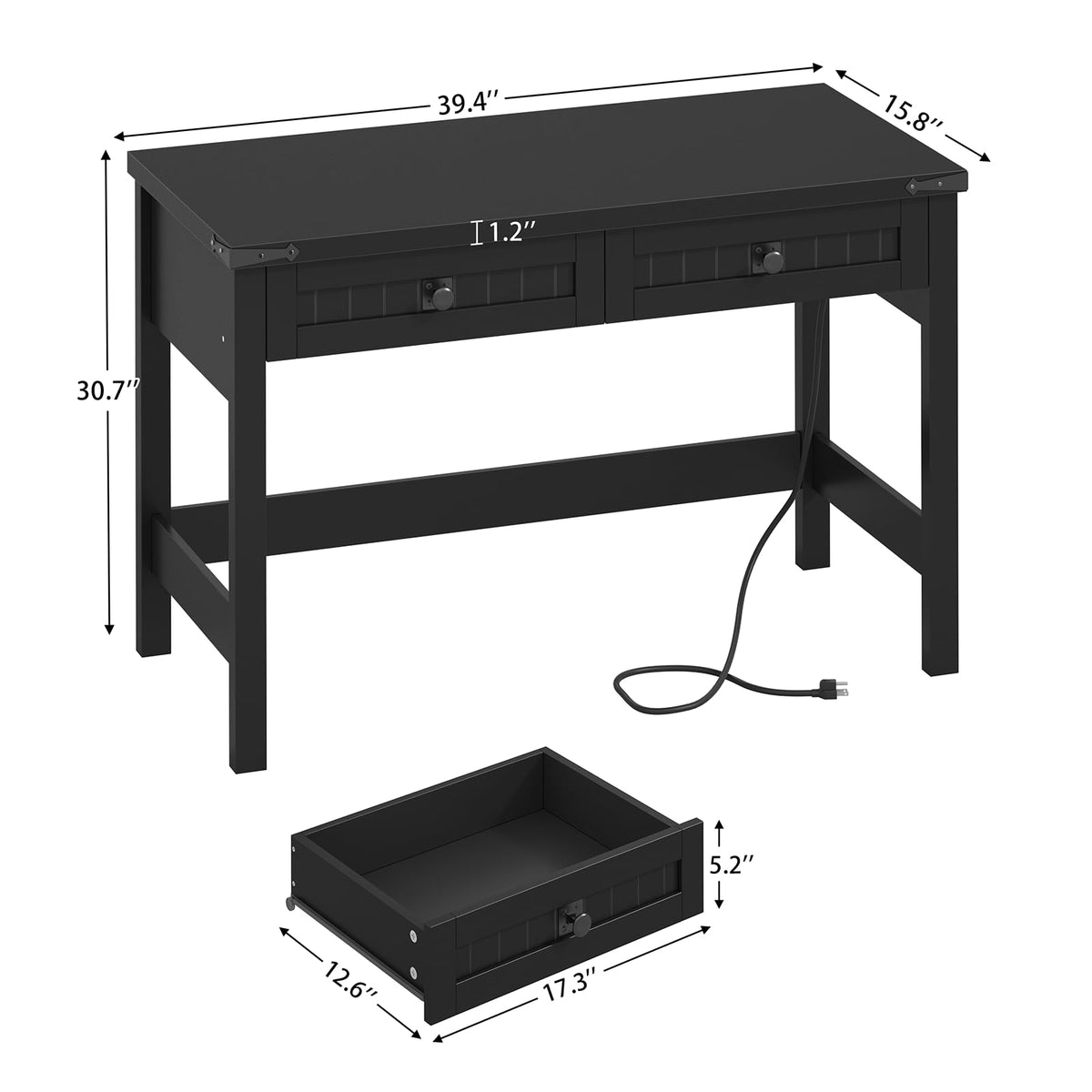 39 Inch Small Computer Desk with Drawers T3305