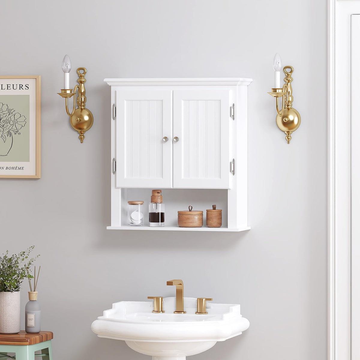 White Wall-Mounted Bathroom Cabinet T429