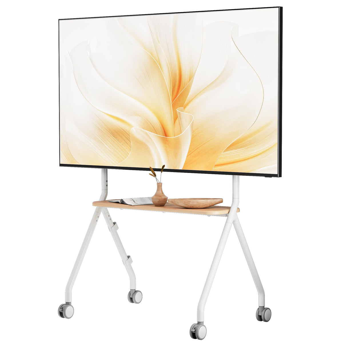 White Rolling TV Stand Y117