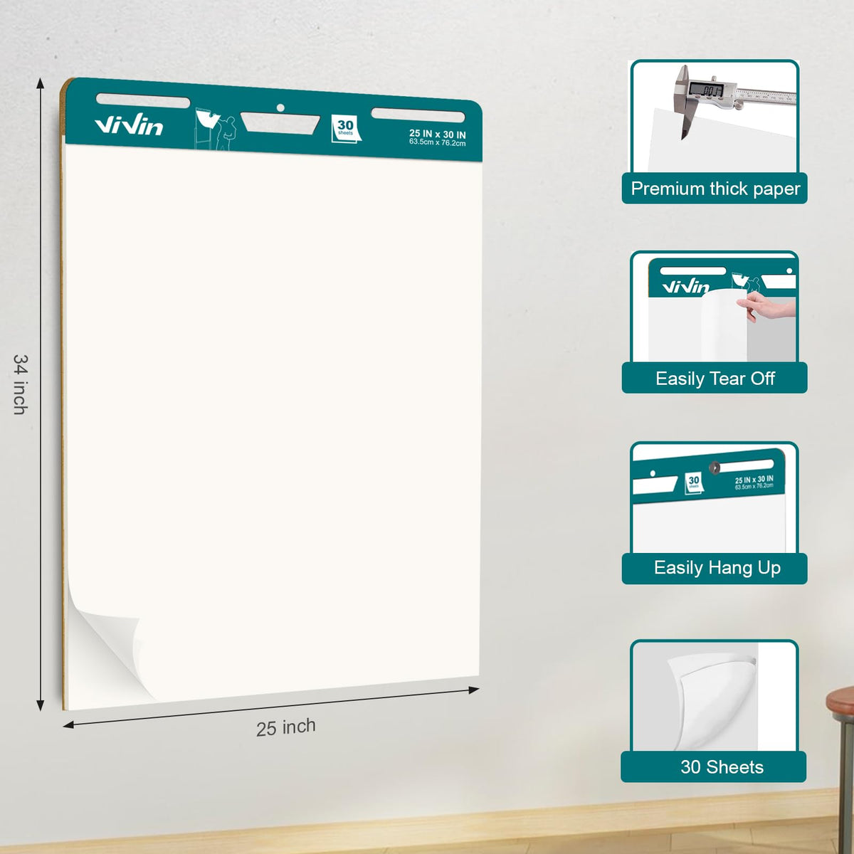 Sticky Easel Pad, 25 x 30 In, 2 Pads/Pack F5837