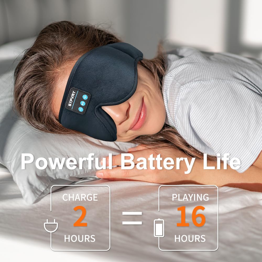 Bluetooth Sleep Mask Wireless Headphones Black S3547