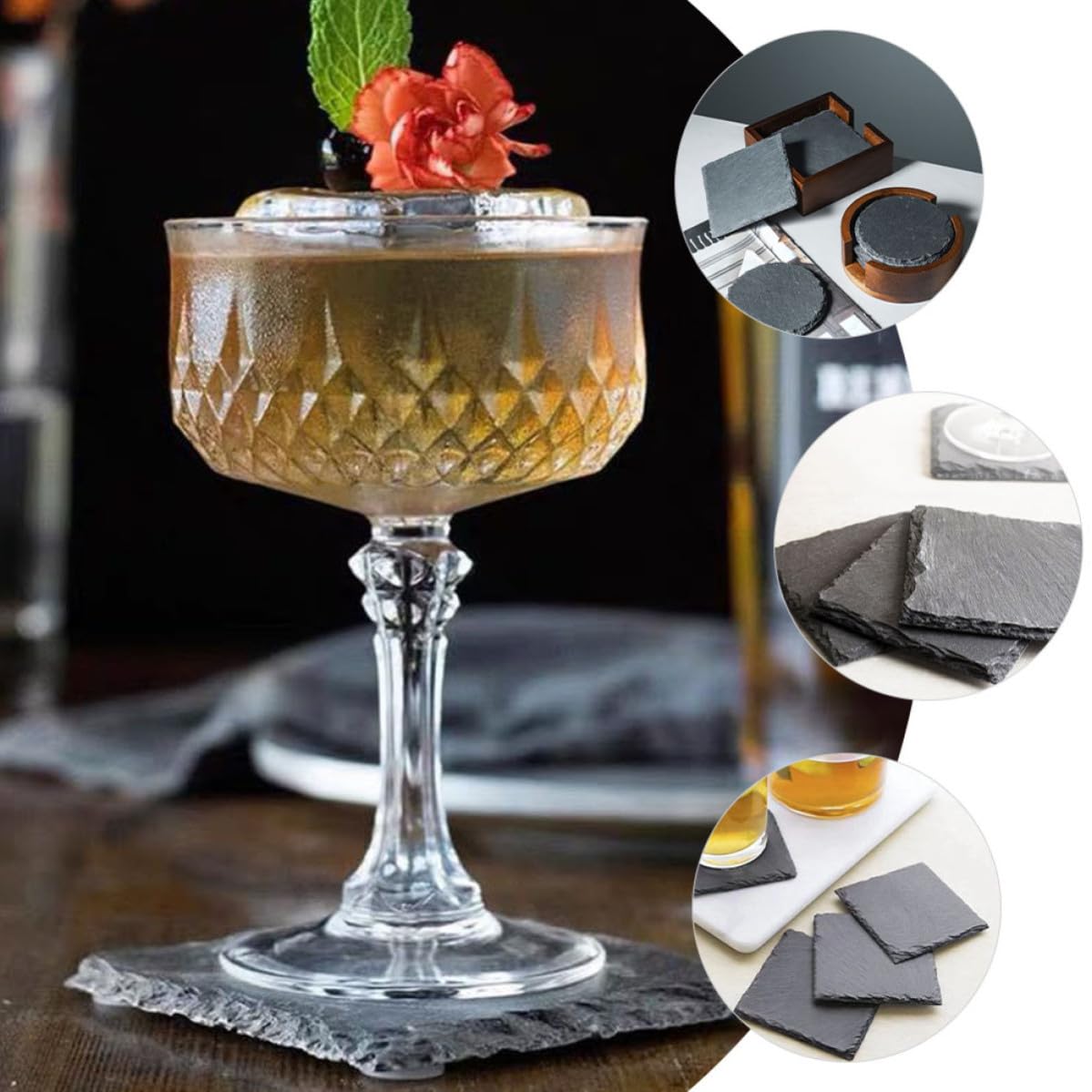 12pcs Natural Stone Drink Coasters Set U93271