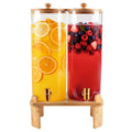 2 Gallon 2 Pack Glass Drink Dispenser with Wood Stand H4952