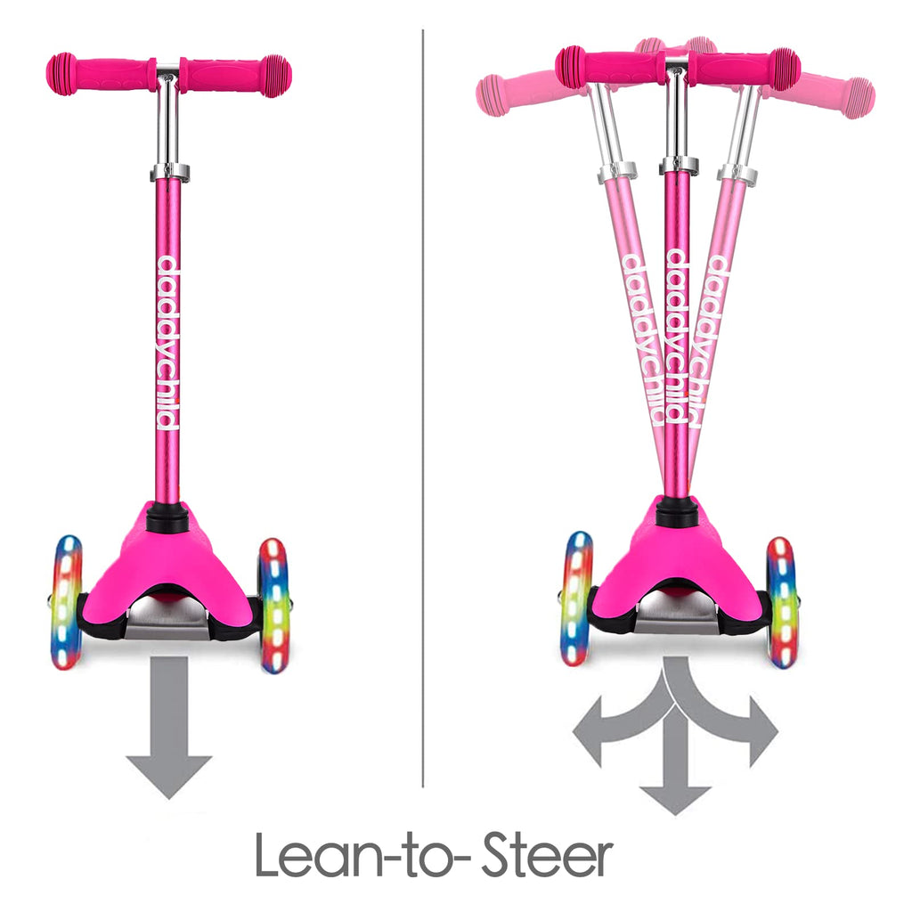 3-Wheel Kick Scooter with Light Up Wheels, 4 Adjustable Heights, Foldable D94362