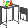 23.6" Folding Mobile Desk with Wheels, All Black L5873