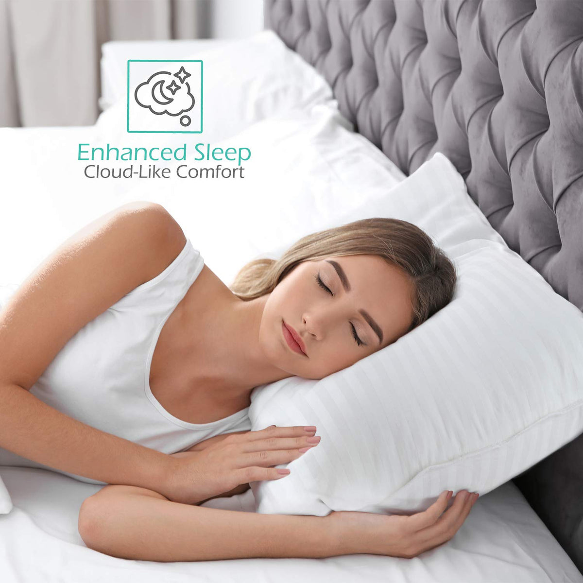Queen Size Cotton Down Alternative Pillows Set of 2 W47821