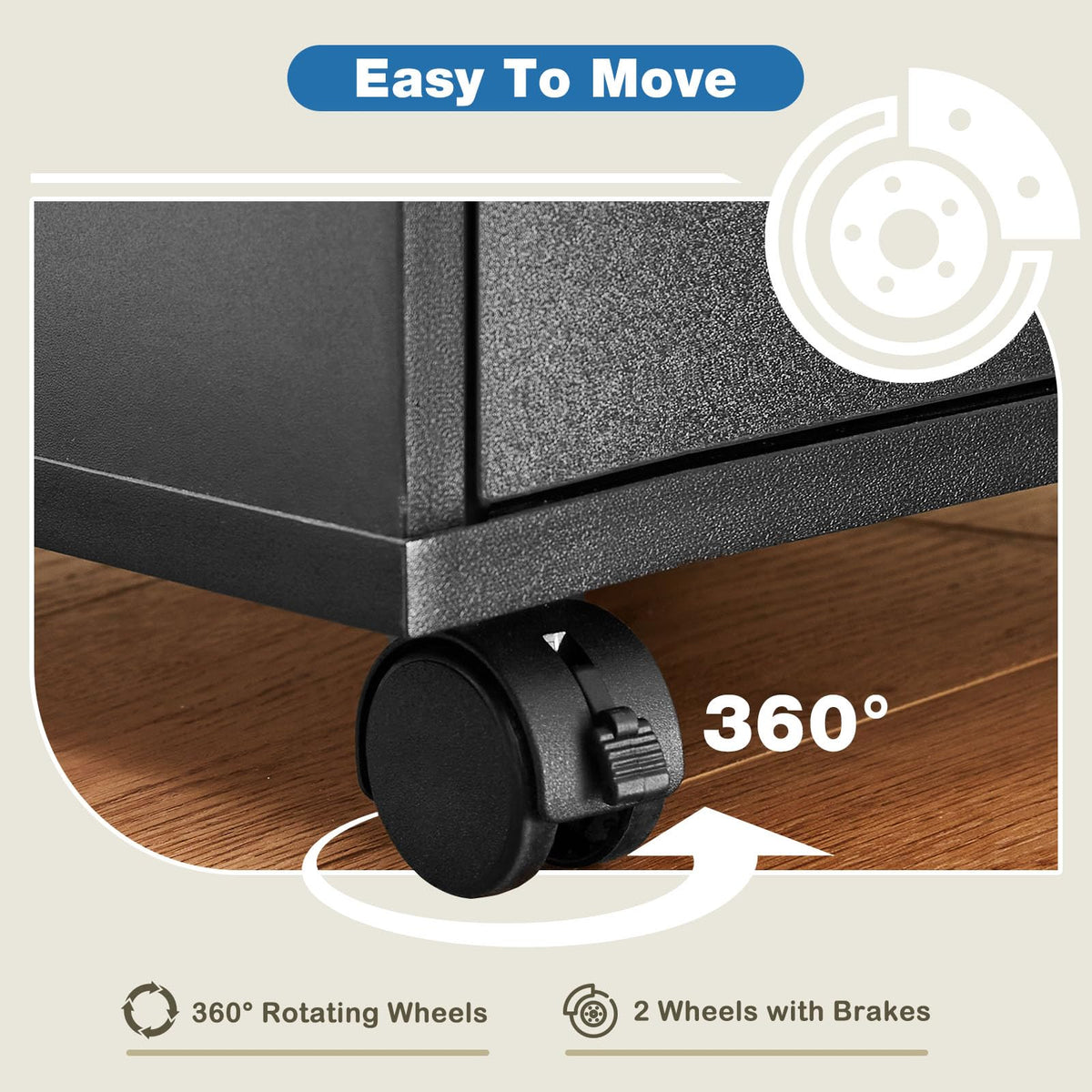 5 Drawer File Cabinet with Wheels T25447