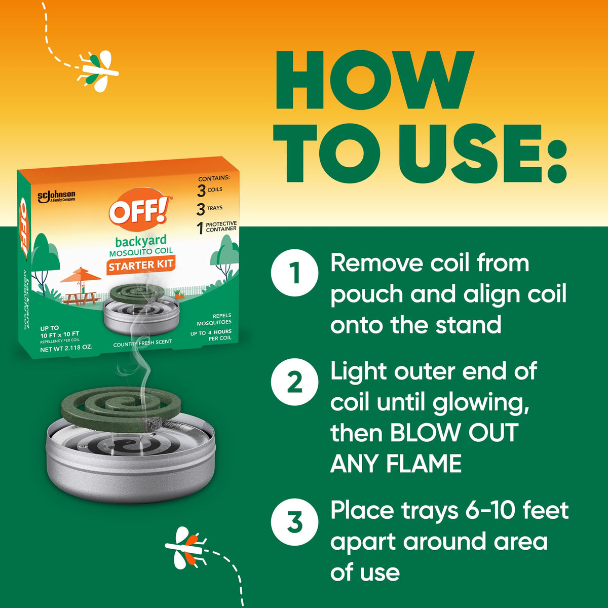 Outdoor Mosquito Repellent Coil Starter Pack Country Fresh Scent 3 Piece G196039
