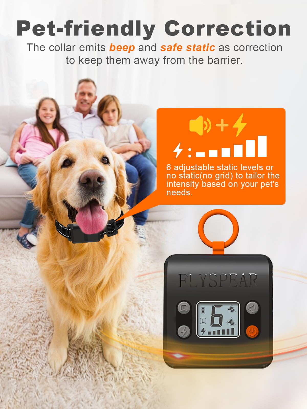 Wireless Rechargeable Indoor Pet Barrier with 6 Adjustable Range J628895
