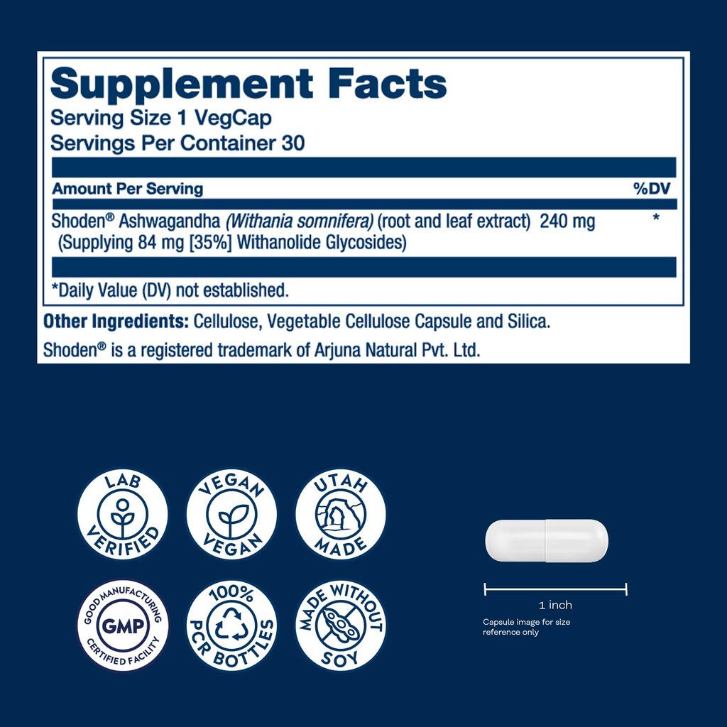 Ashwagandha Root and Leaf Extract 240 mg Vegan Capsules S27008