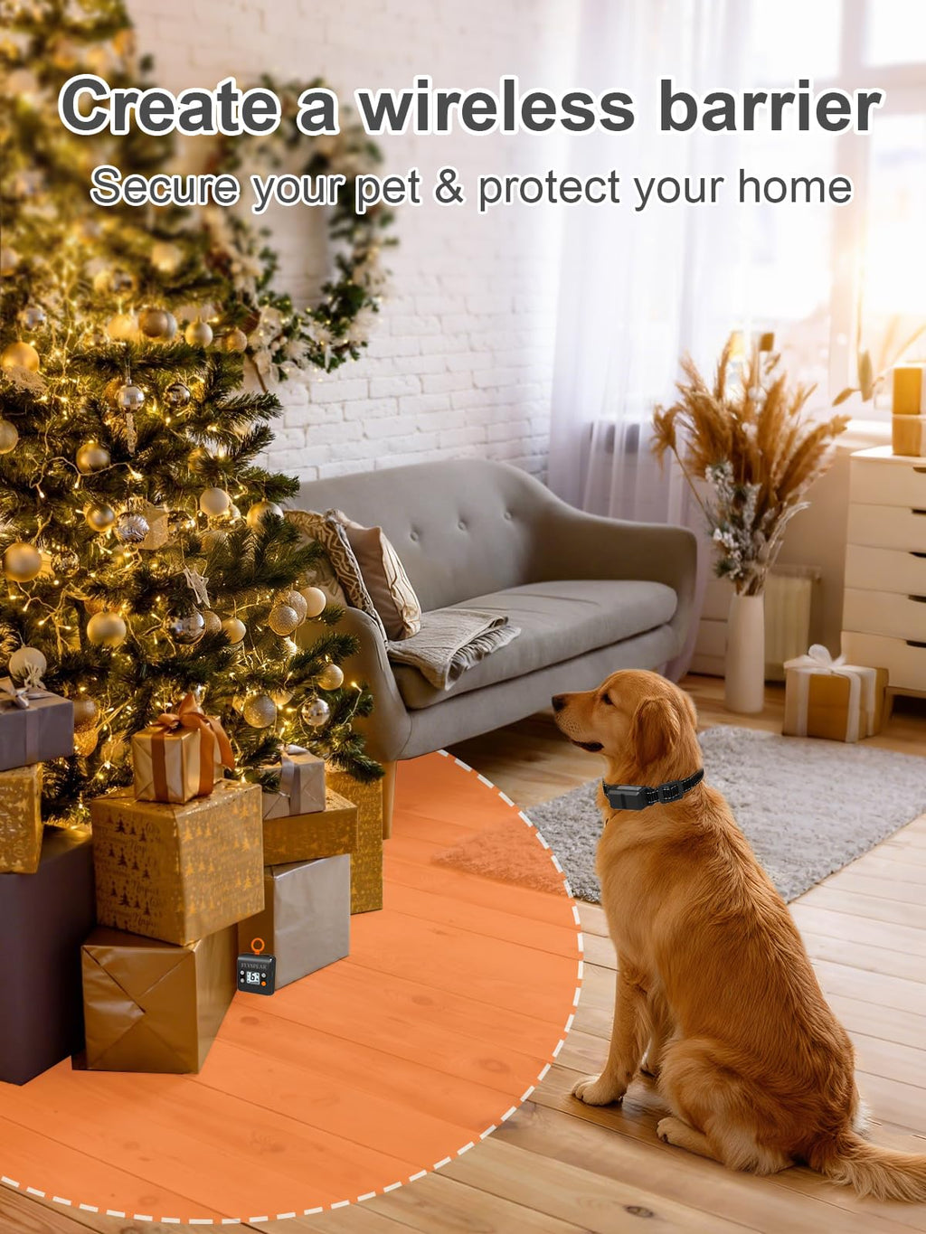Wireless Rechargeable Indoor Pet Barrier with 6 Adjustable Range J628895