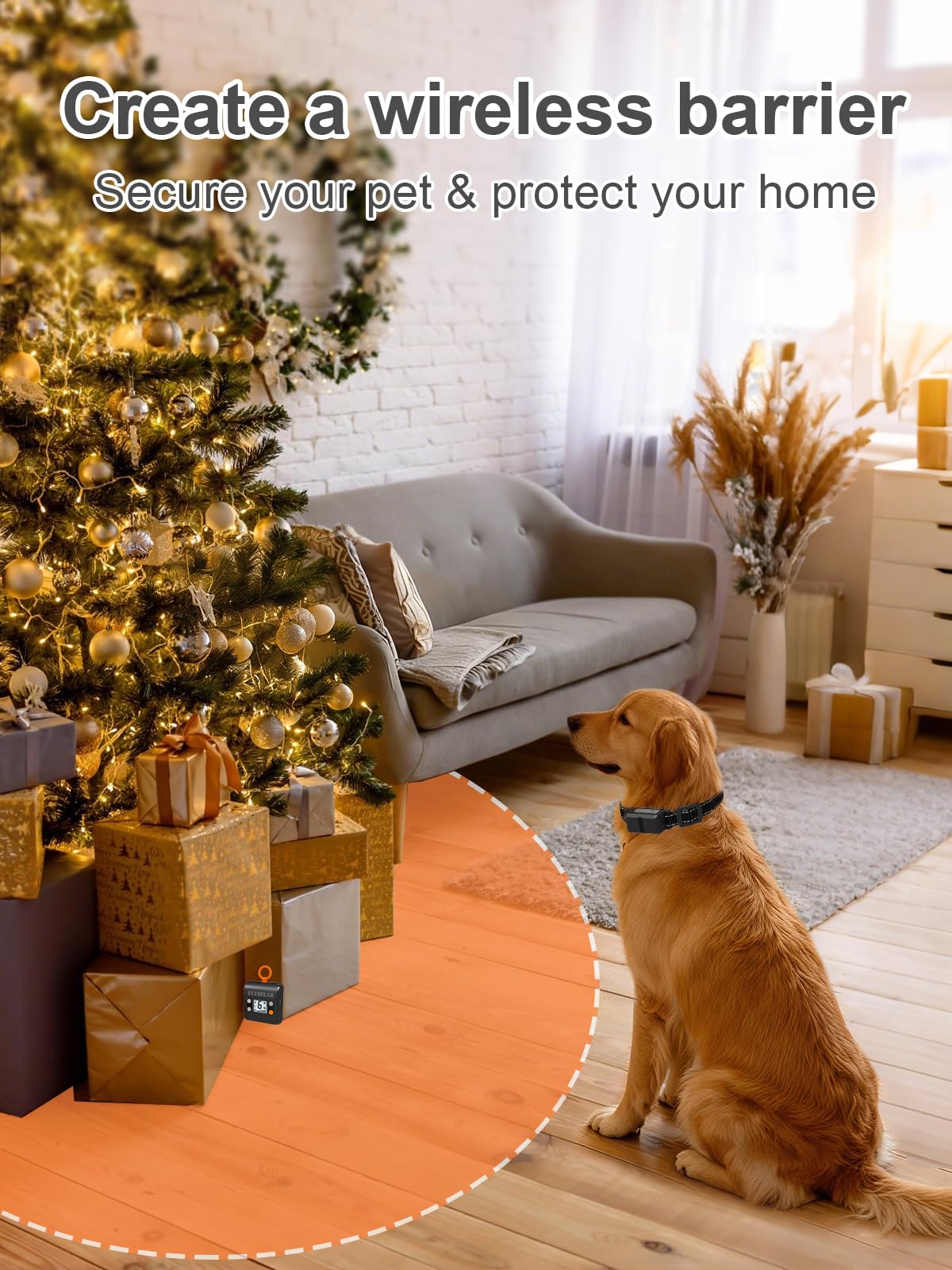 Wireless Rechargeable Indoor Pet Barrier with 6 Adjustable Range J628895