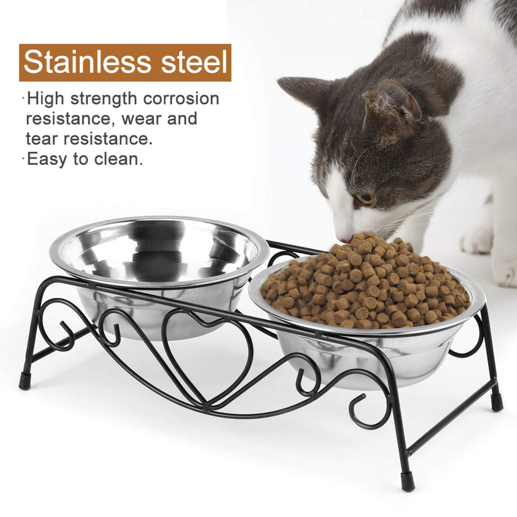 Double Stainless Steel Elevated Dog Bowls with Iron Stand O32648