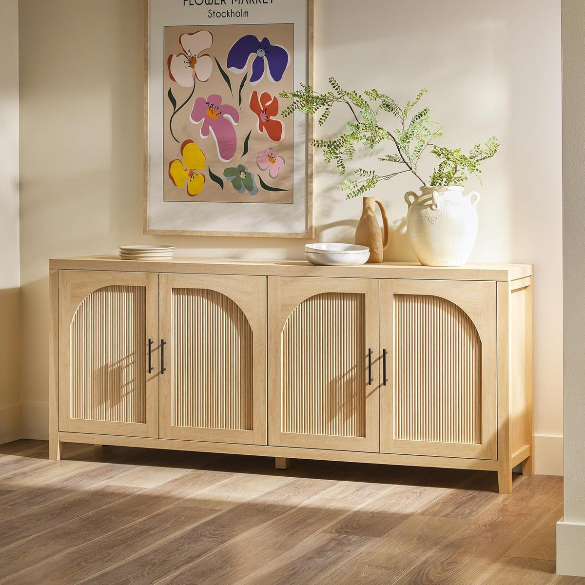 70 Inch Coastal Oak Sideboard Buffet A697