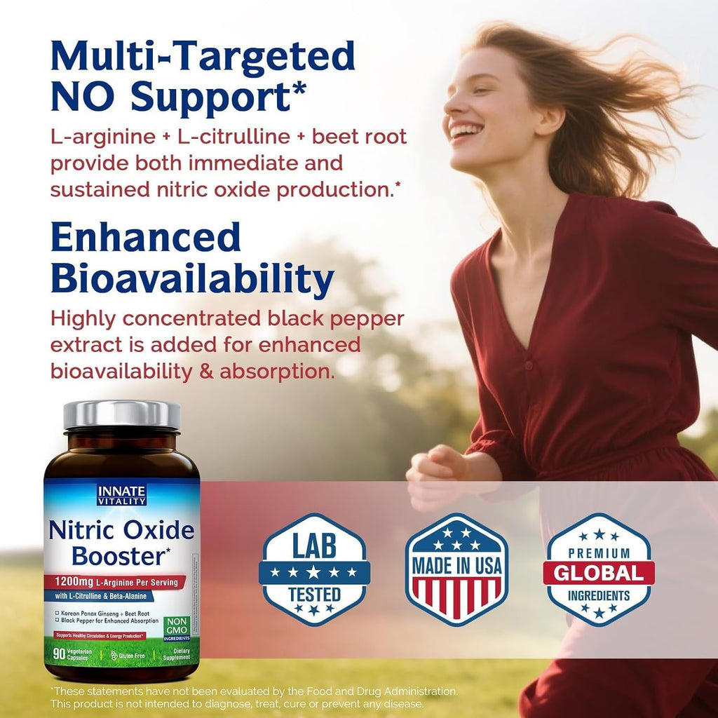 90 Vegan Capsules Nitric Oxide Booster Supplement H596158
