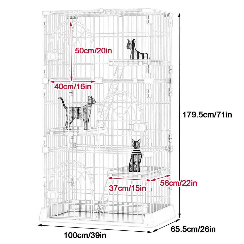 4-Tier Metal Indoor Cat Enclosure with 3 Doors W77222