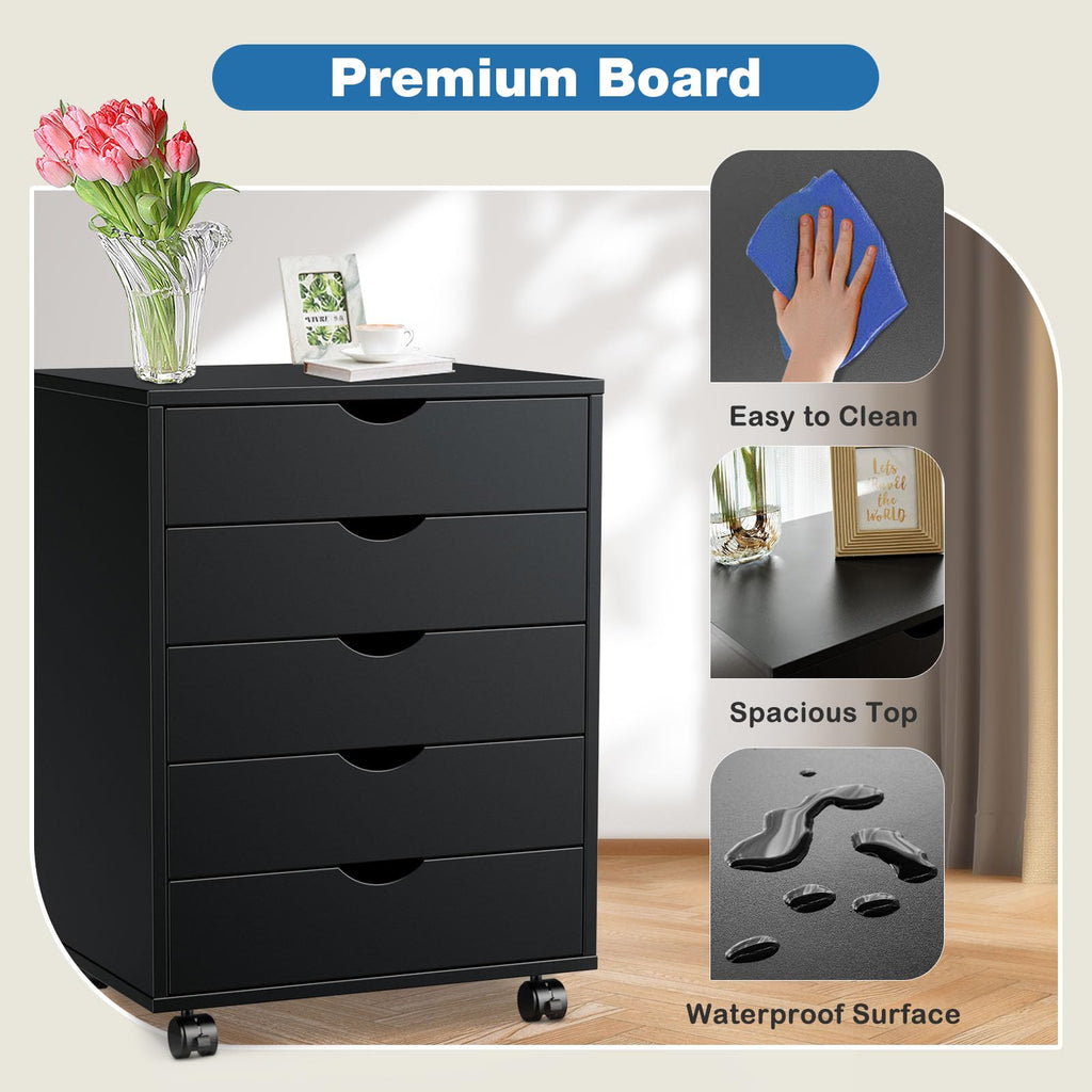 5 Drawer File Cabinet with Wheels T25447