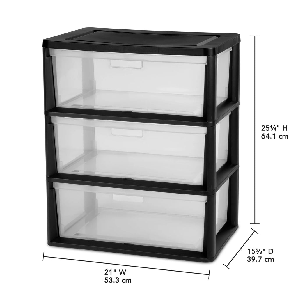 Black 5 Drawer Wide Tower M3813
