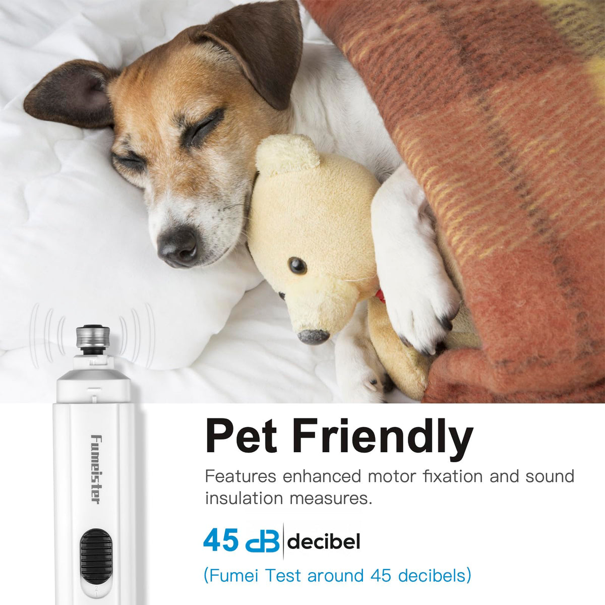 Quiet 2-Speed Type-C Rechargeable Dog Nail Grinder V7699