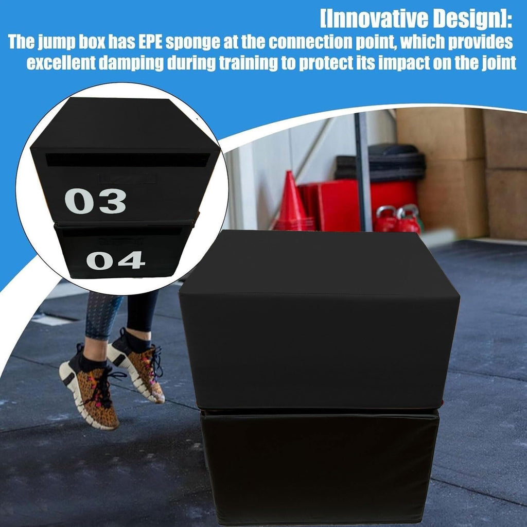 4-in-1 Foam Jumping Exercise Box Non-slip PU Leather Cover Y50242