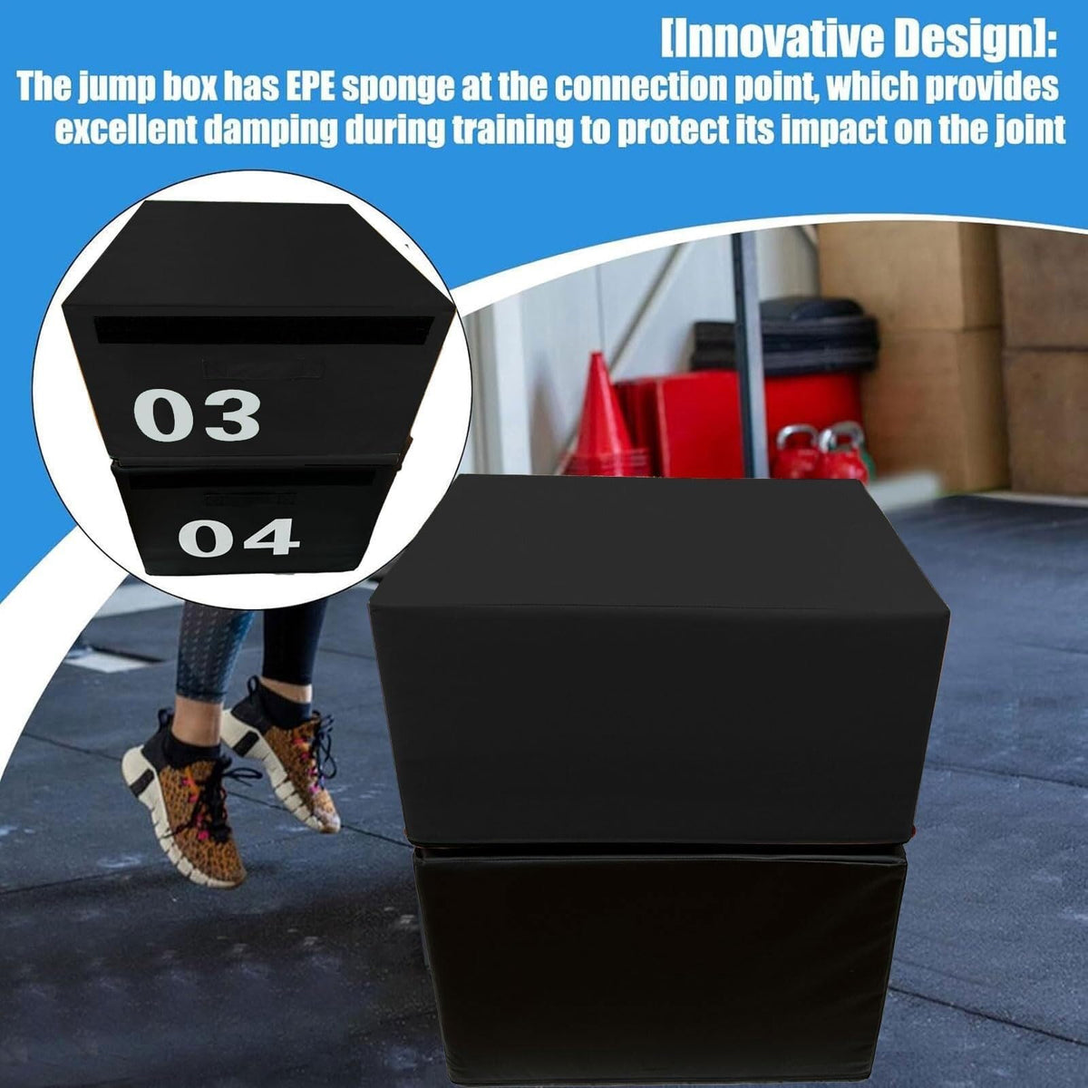 4-in-1 Foam Jumping Exercise Box Non-slip PU Leather Cover Y50242