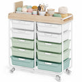 10 Drawer Rolling Cart Green J3001